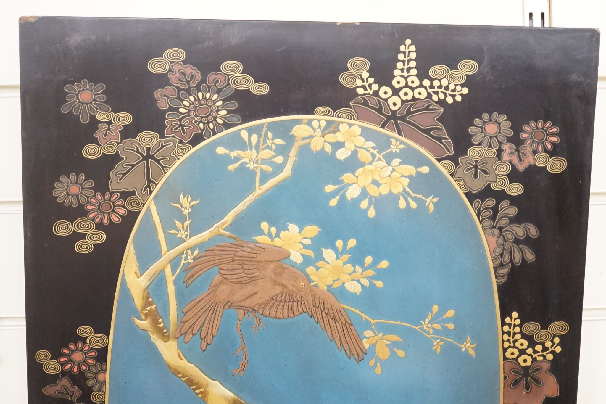 A pair of Japanese lacquer panels, 45.5 x 63.5cm